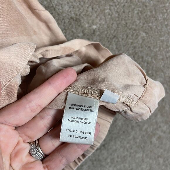 Cloth & Stone Tank Top Size Medium Tan Giraffe Print Tie Button Front V-Neck NEW - Picture 8 of 10